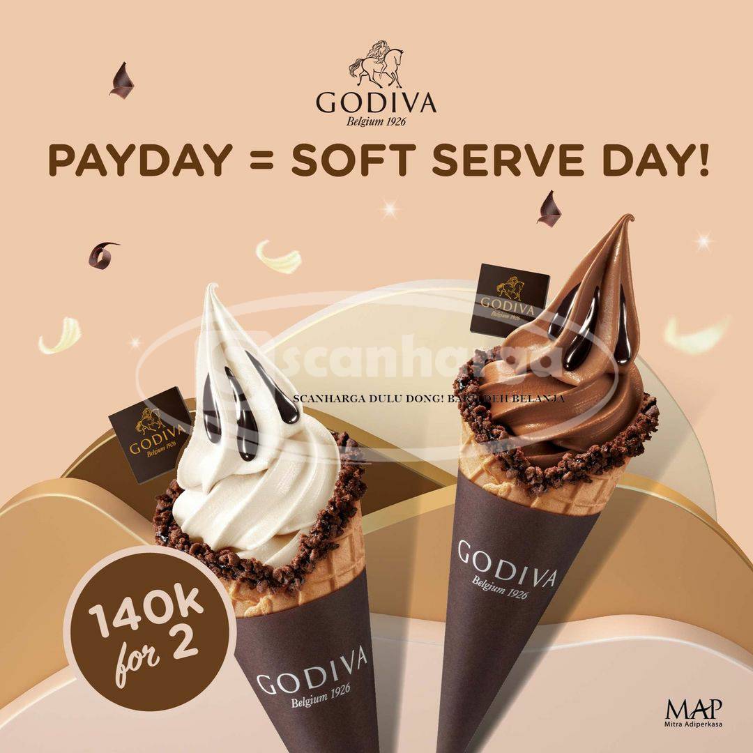 Promo GODIVA PAYDAY – Beli 2 Soft Serve Harga cuma Rp. 140K